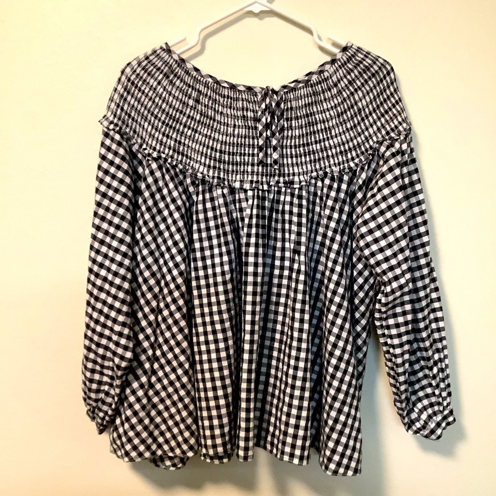 Chicwish Women’s boxy cropped flowy doll baby checkered gingham tie‎ neck top
